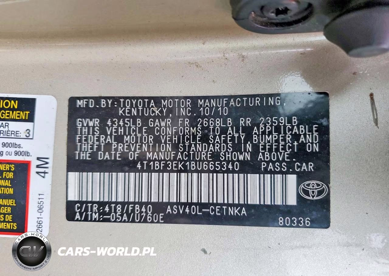 2011 Toyota Camry Le VIN:4T1BF3EK1BU665340 - 12