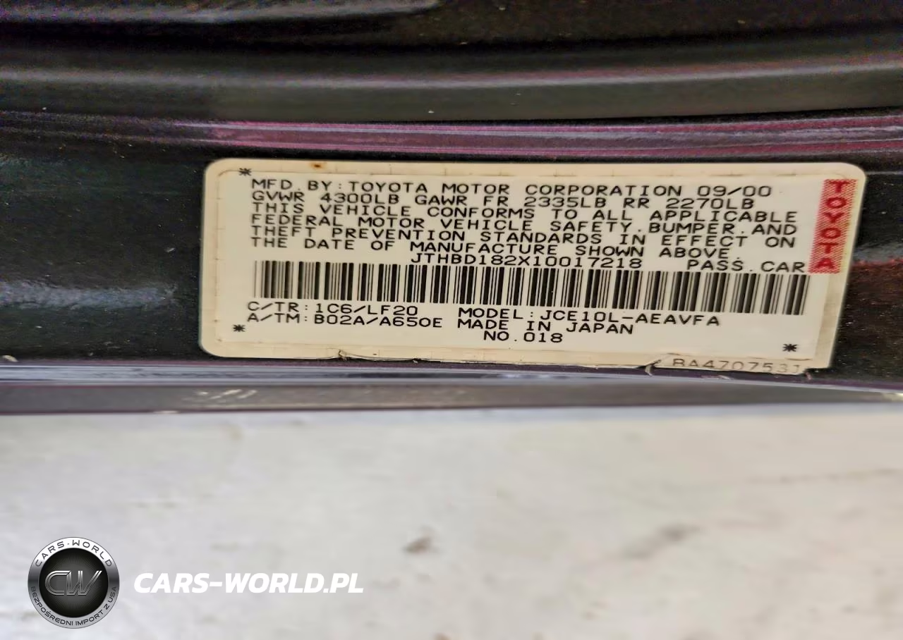 2001 Lexus Is 300 VIN:JTHBD182X10017218 - 12