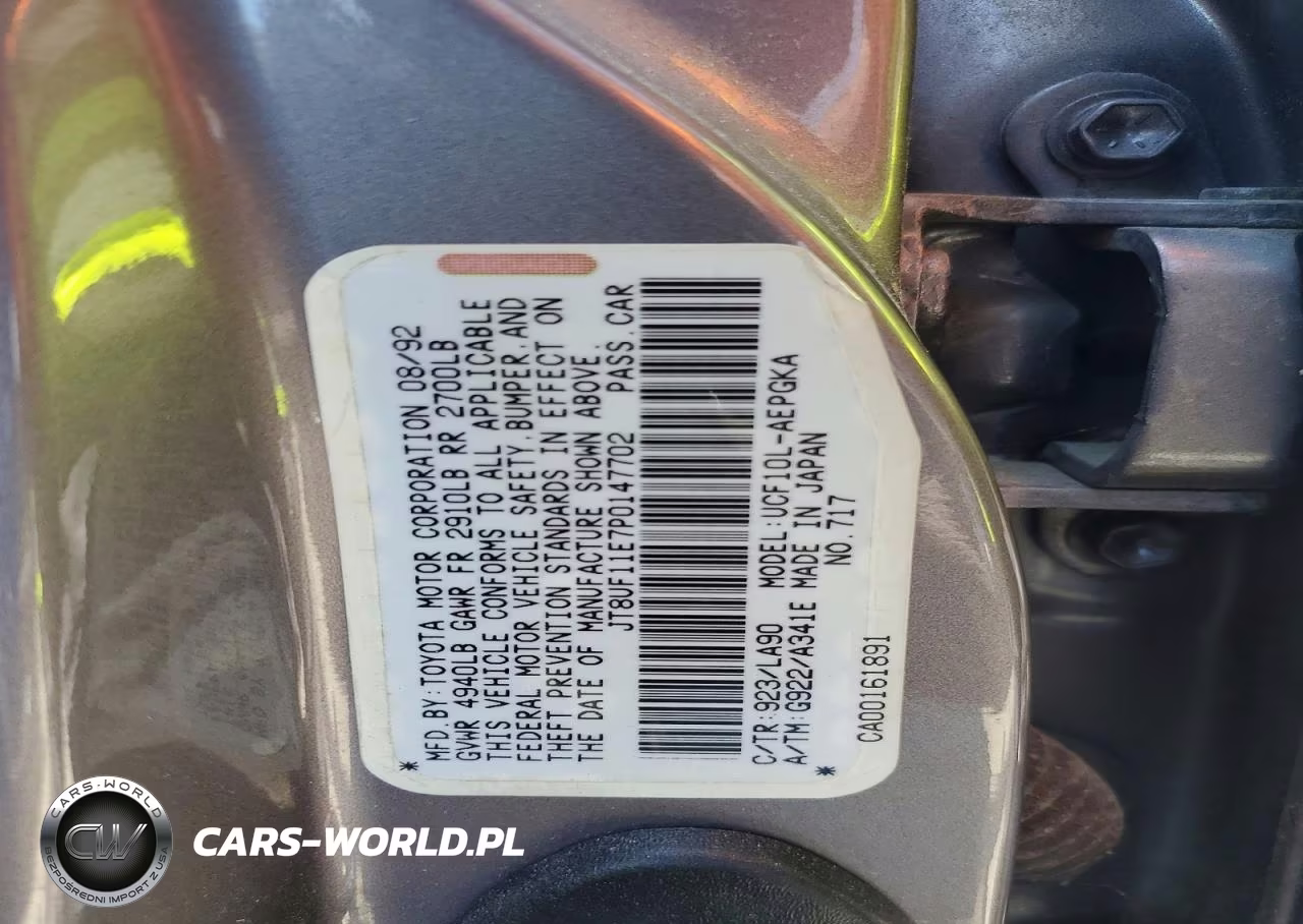 1993 Lexus Ls 400 VIN:JT8UF11E7P0147702 - 12