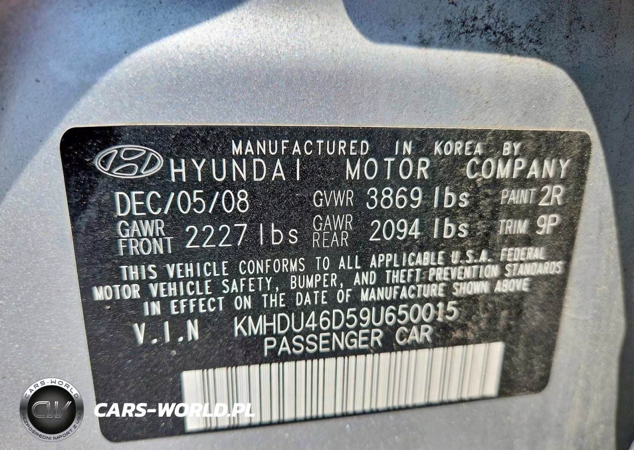 2009 Hyun Elantra VIN:KMHDU46D59U650015 - 12