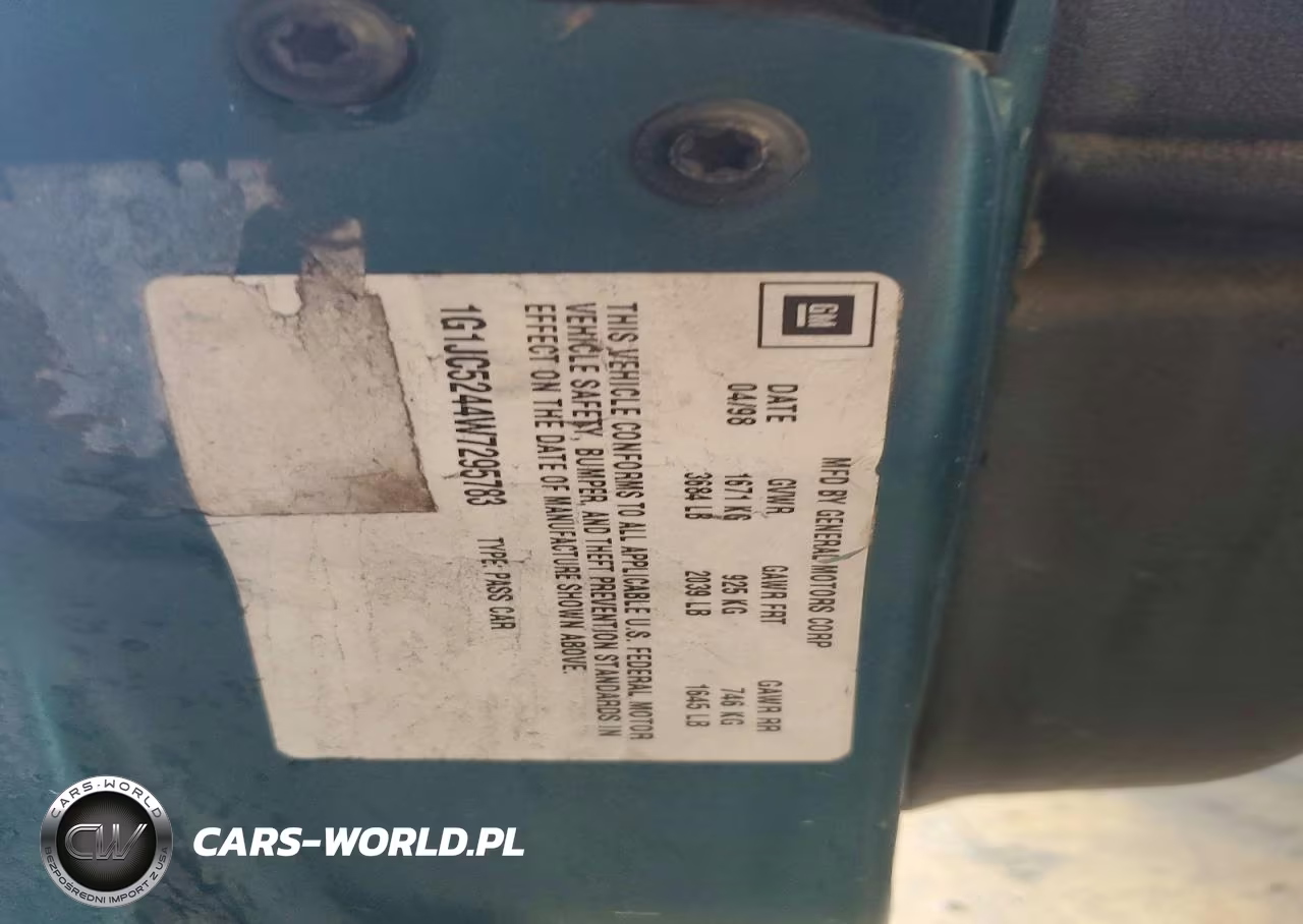 1998 Chevrolet Cavalier VIN:1G1JC5244W7295783 - 12