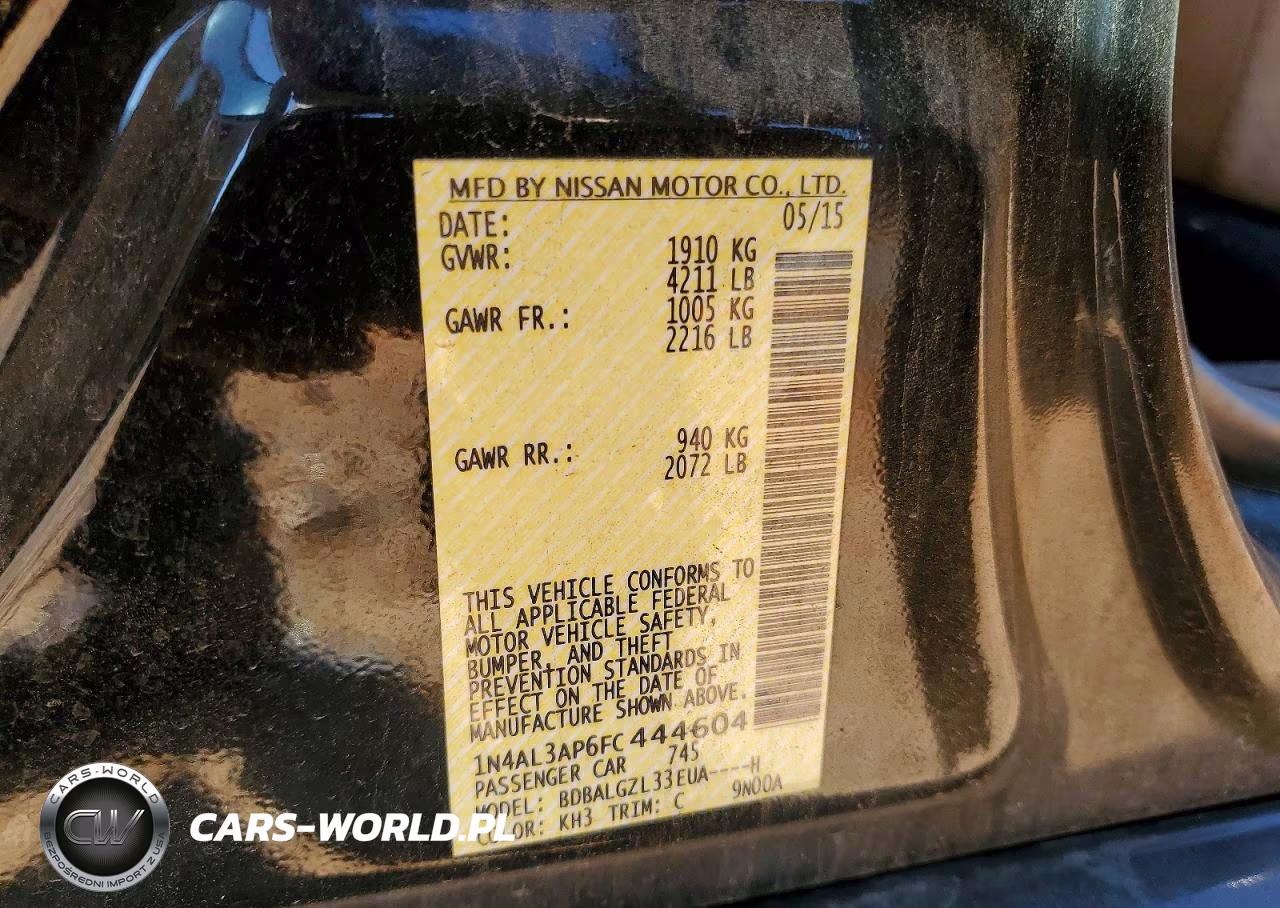 2015 Nissan Altima 2.5 S VIN:1N4AL3AP6FC444604 - 12