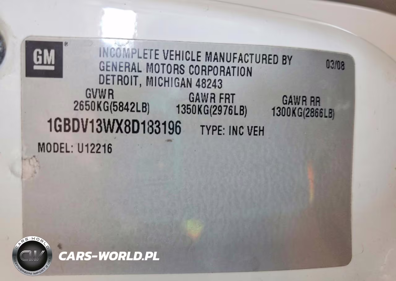 2008 Chevrolet Uplander Incomplete VIN:1GBDV13WX8D183196 - 13