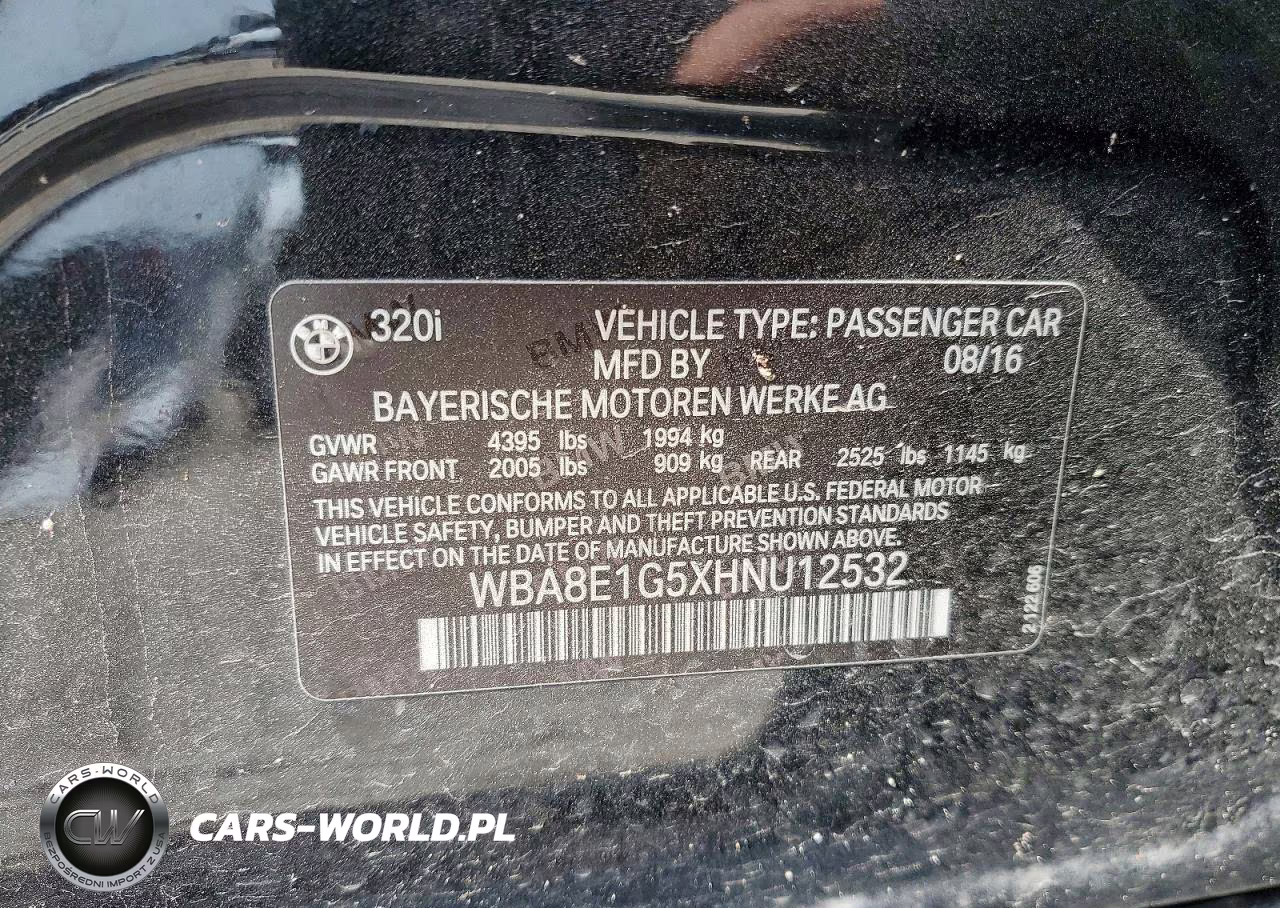 2017 BMW 320 I VIN:WBA8E1G5XHNU12532 - 12