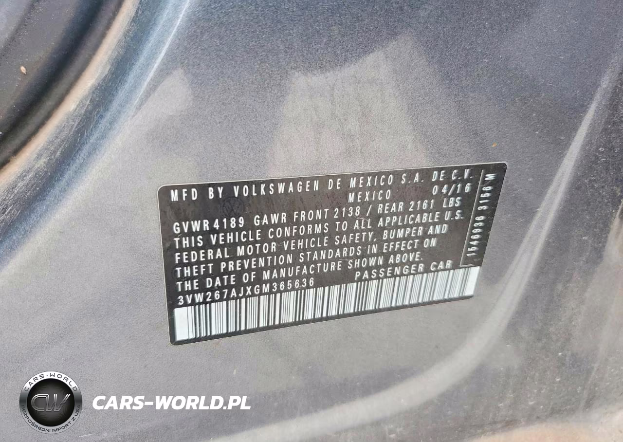 2016 Volkswagen Jetta S VIN:3VW267AJXGM365636 - 12
