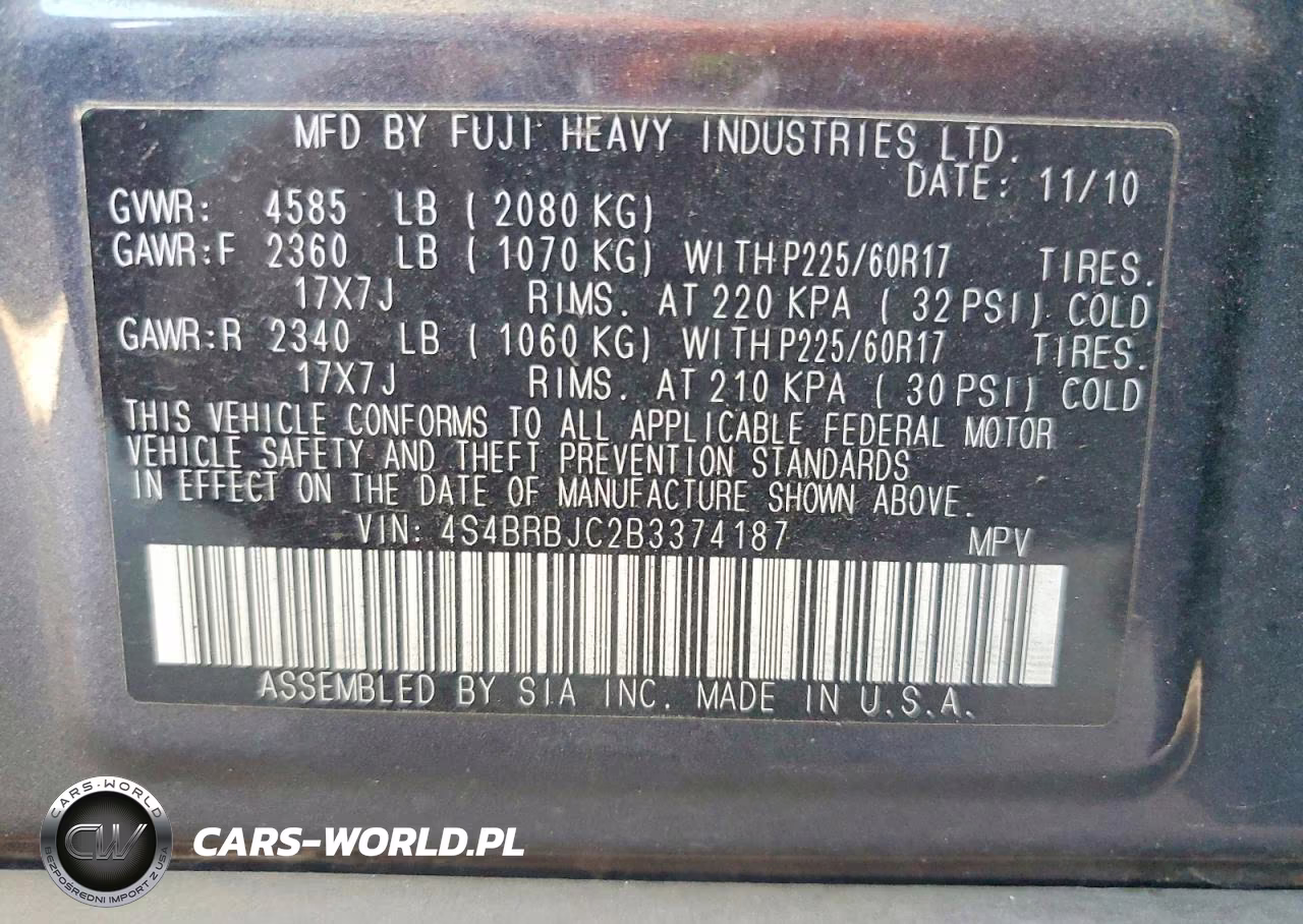 2011 Subaru Outback 2.5I Limited VIN:4S4BRBJC2B3374187 - 13