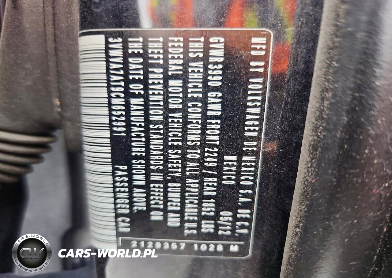 2012 Volkswagen Beetle Turbo VIN:3VWVA7AT9CM652991 - 12