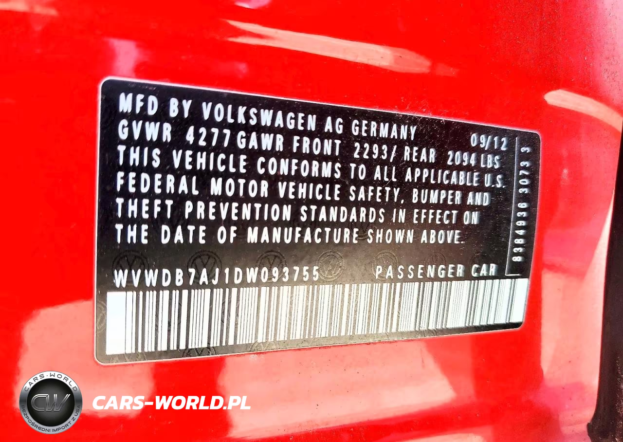 2013 Volkswagen Golf VIN:WVWDB7AJ1DW093755 - 12