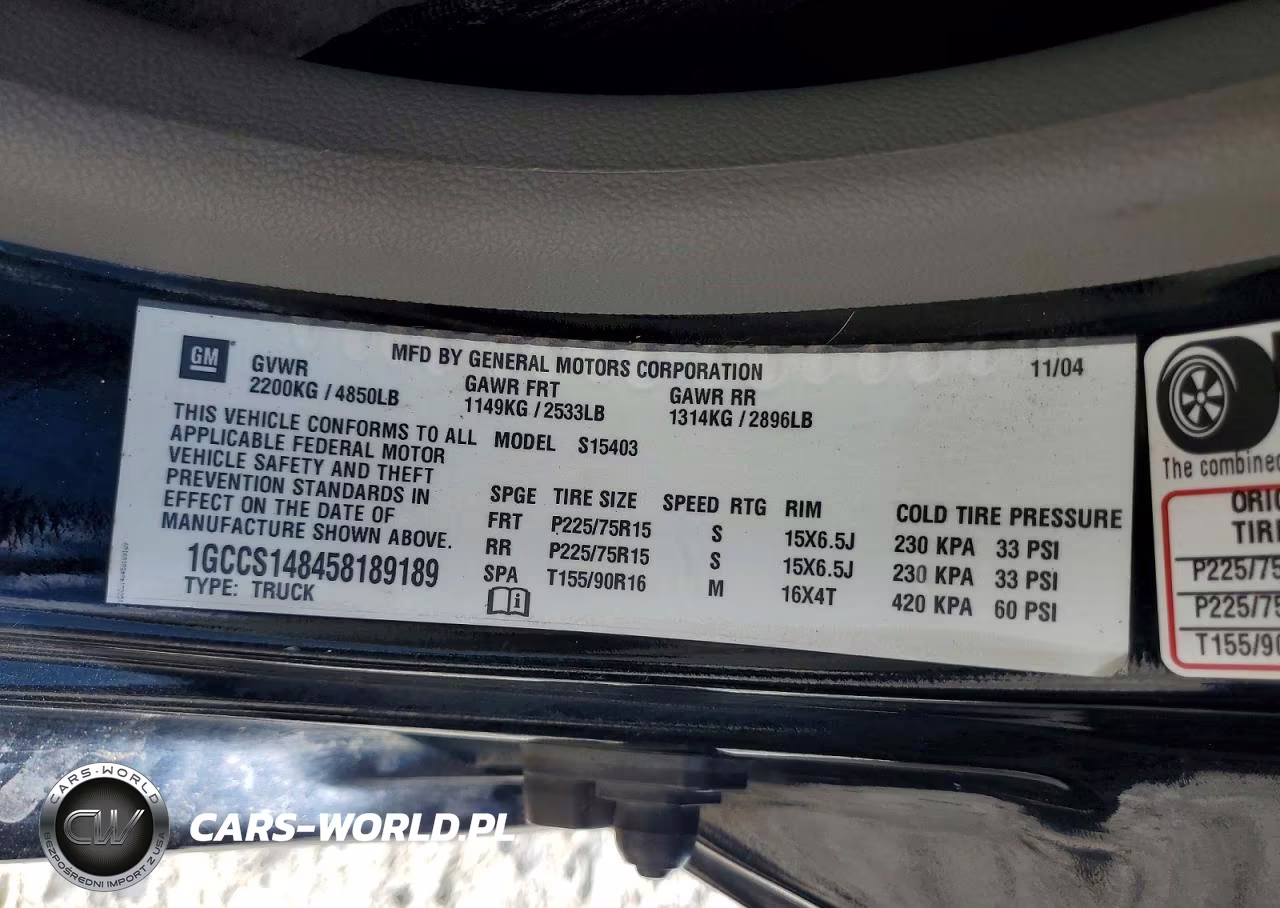 2005 Chevrolet Colorado VIN:1GCCS148458189189 - 12