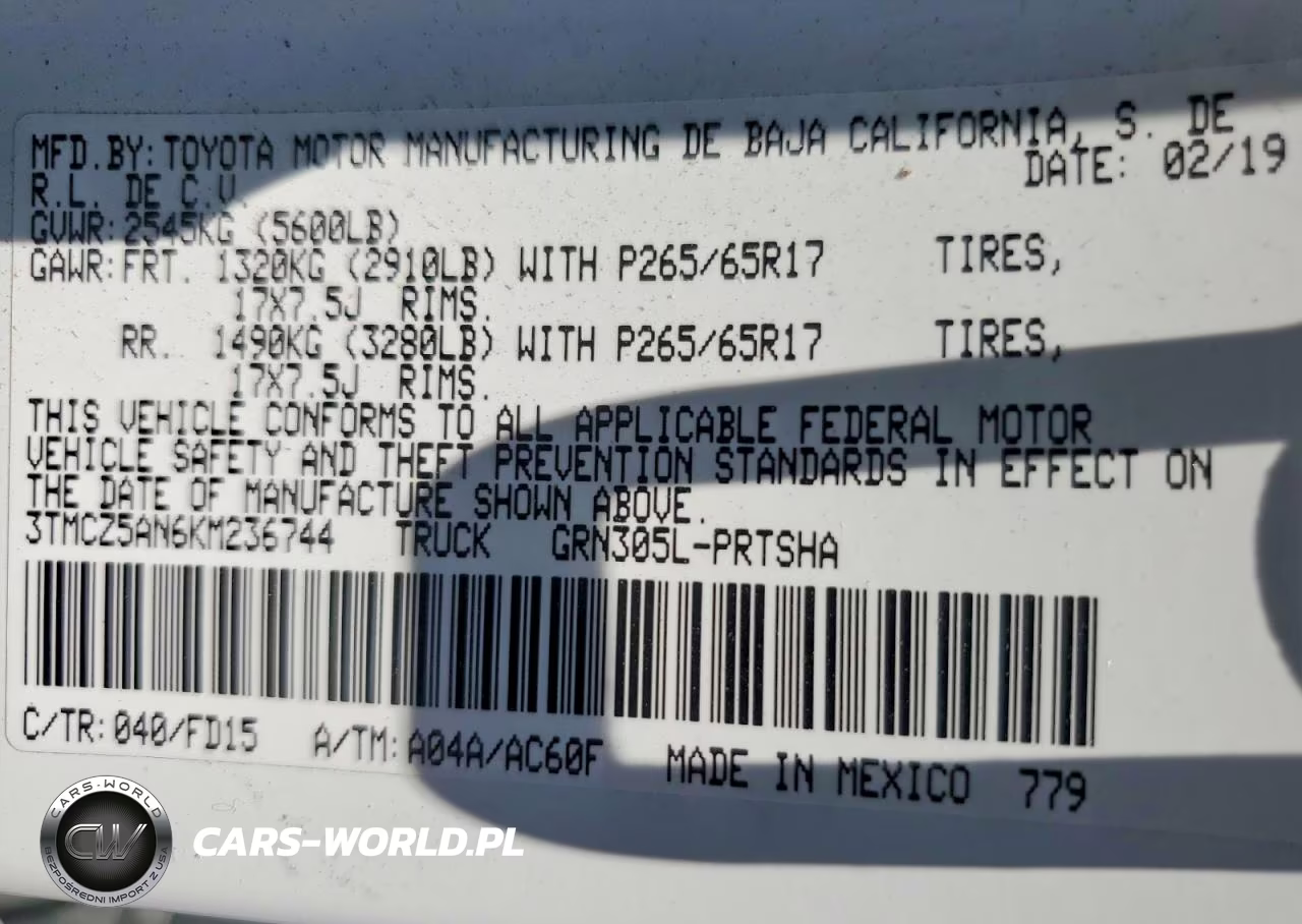 2019 Toyota Tacoma Trd Sport VIN:3TMCZ5AN6KM236744 - 12