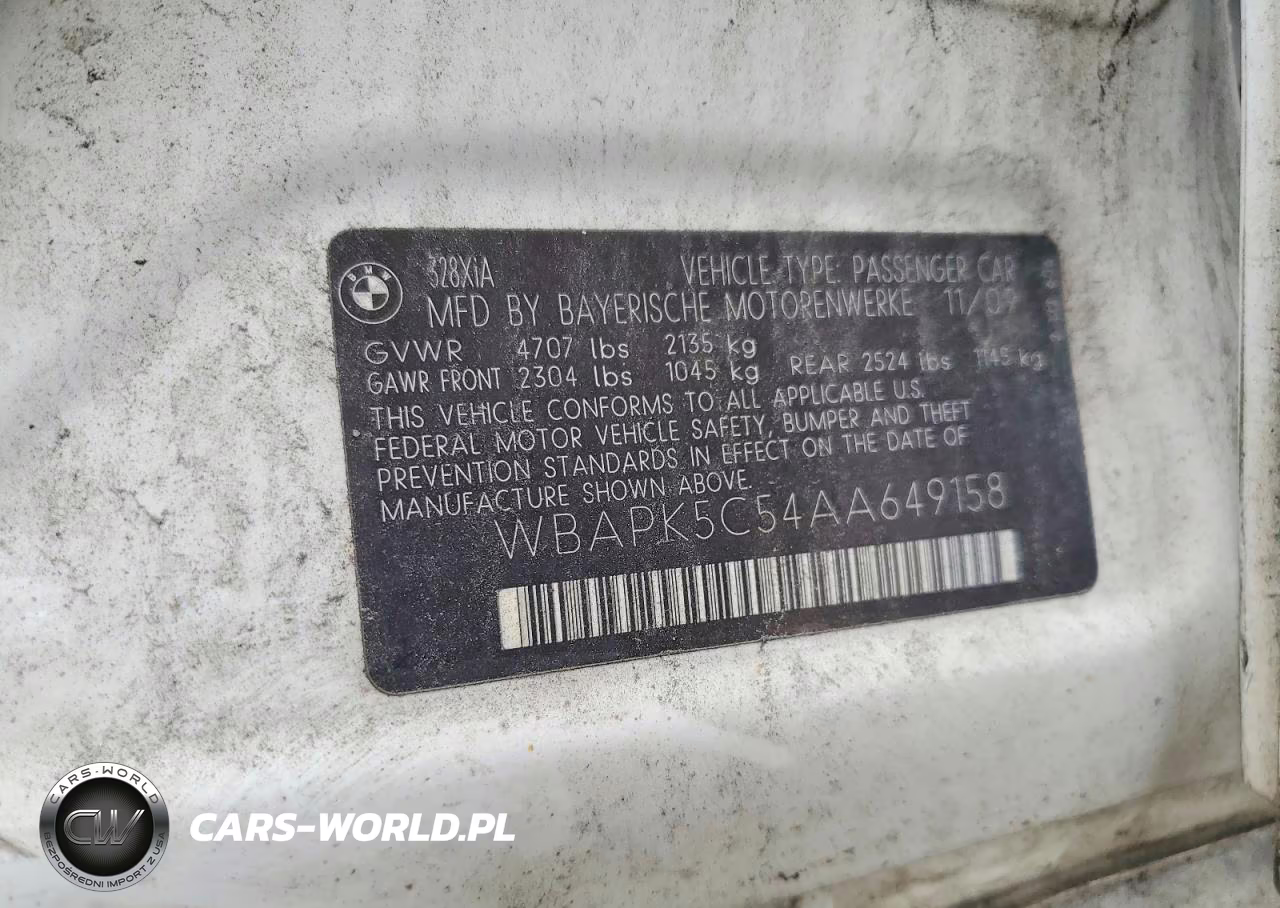 2010 BMW 328 Xi Sulev VIN:WBAPK5C54AA649158 - 12