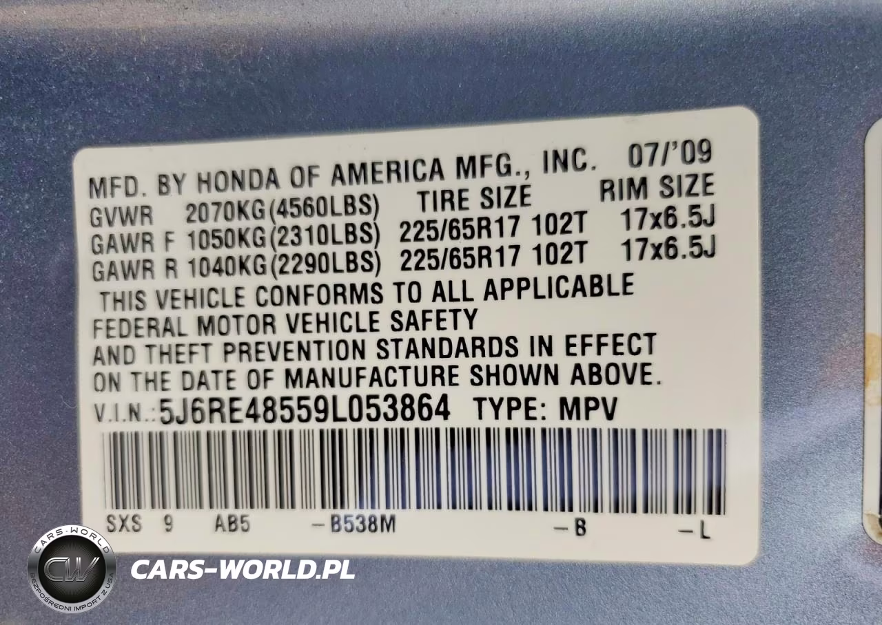 2009 Honda Cr-V Ex VIN:5J6RE48559L053864 - 13