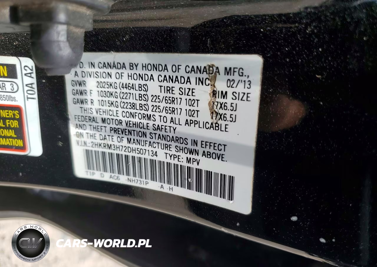 2013 Honda Cr-V Exl VIN:2HKRM3H72DH507134 - 14