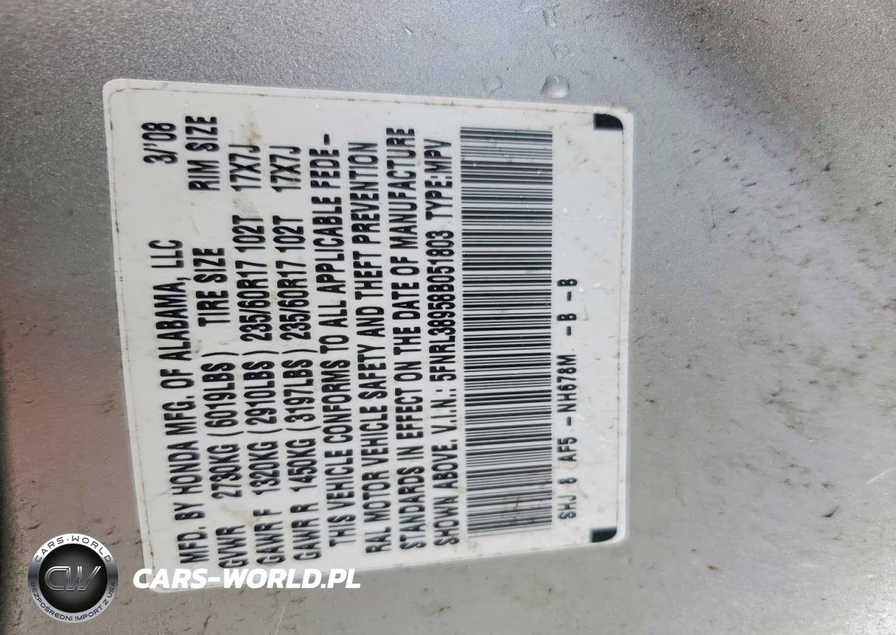 2008 Honda Odyssey Touring VIN:5FNRL38958B051803 - 13
