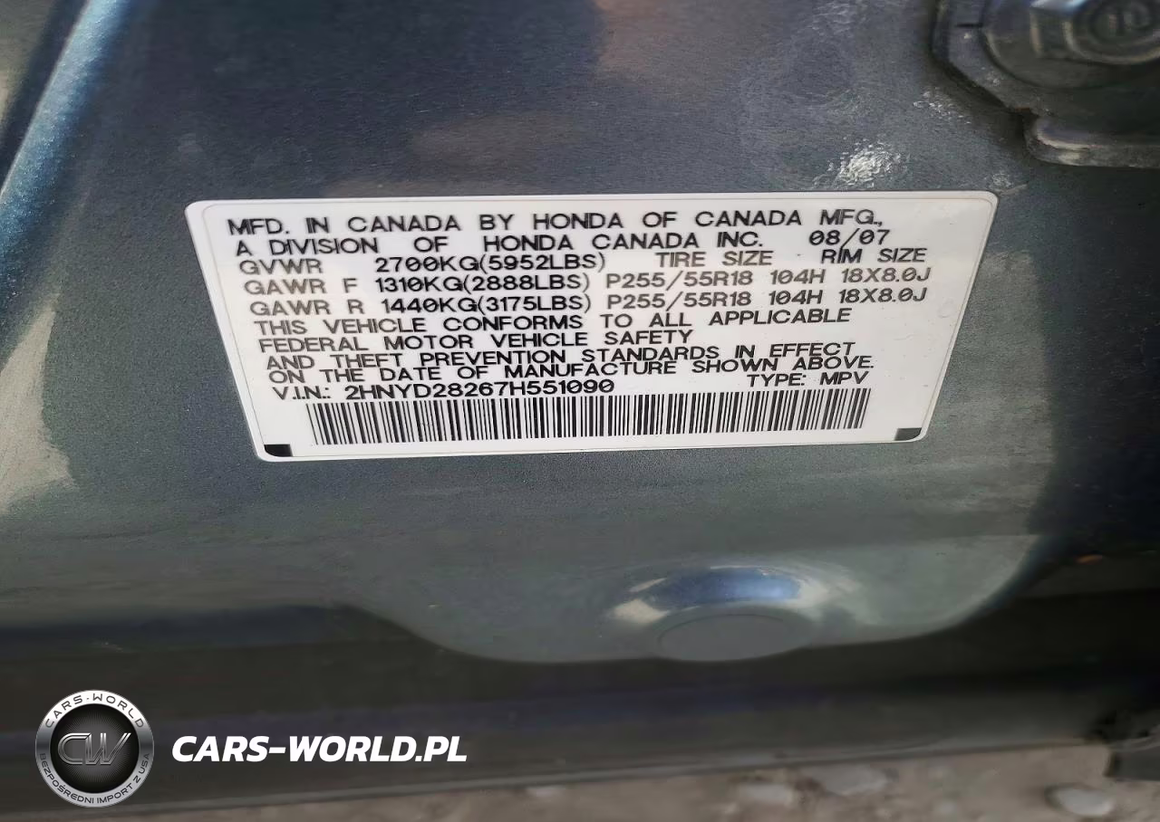 2007 Acura Mdx VIN:2HNYD28267H551090 - 13