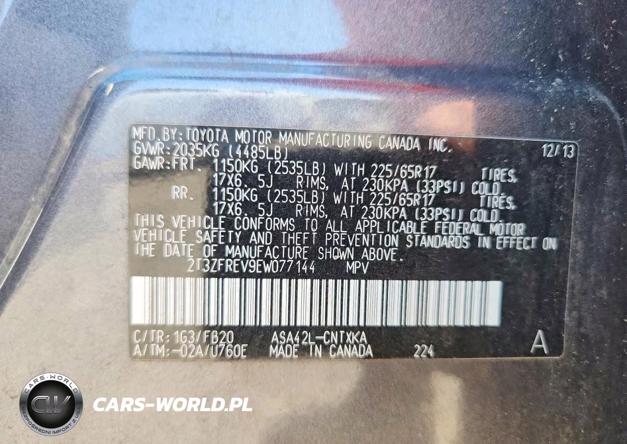 2014 Toyota Rav4 Le VIN:2T3ZFREV9EW077144 - 13