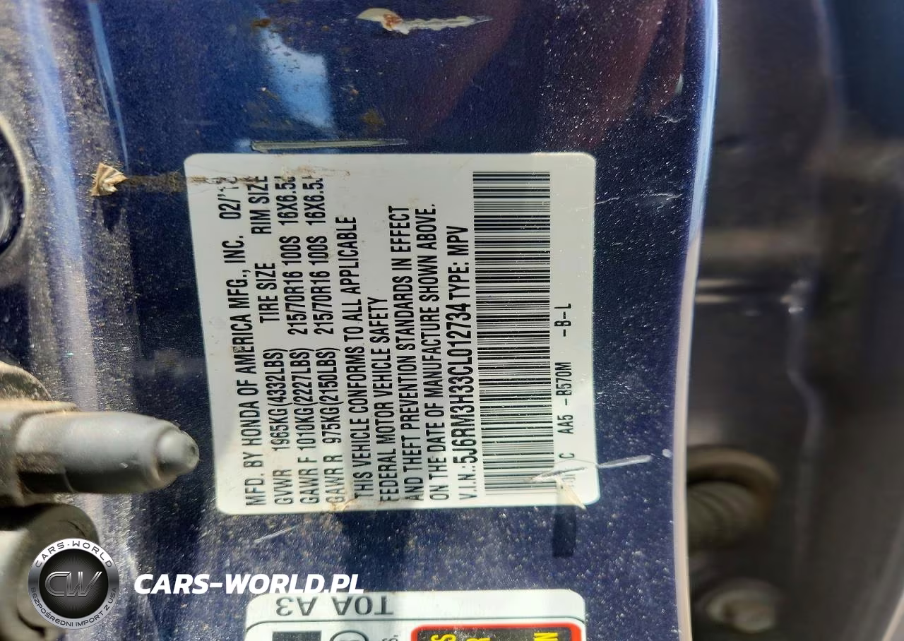 2012 Honda Cr-V Lx VIN:5J6RM3H33CL012734 - 13