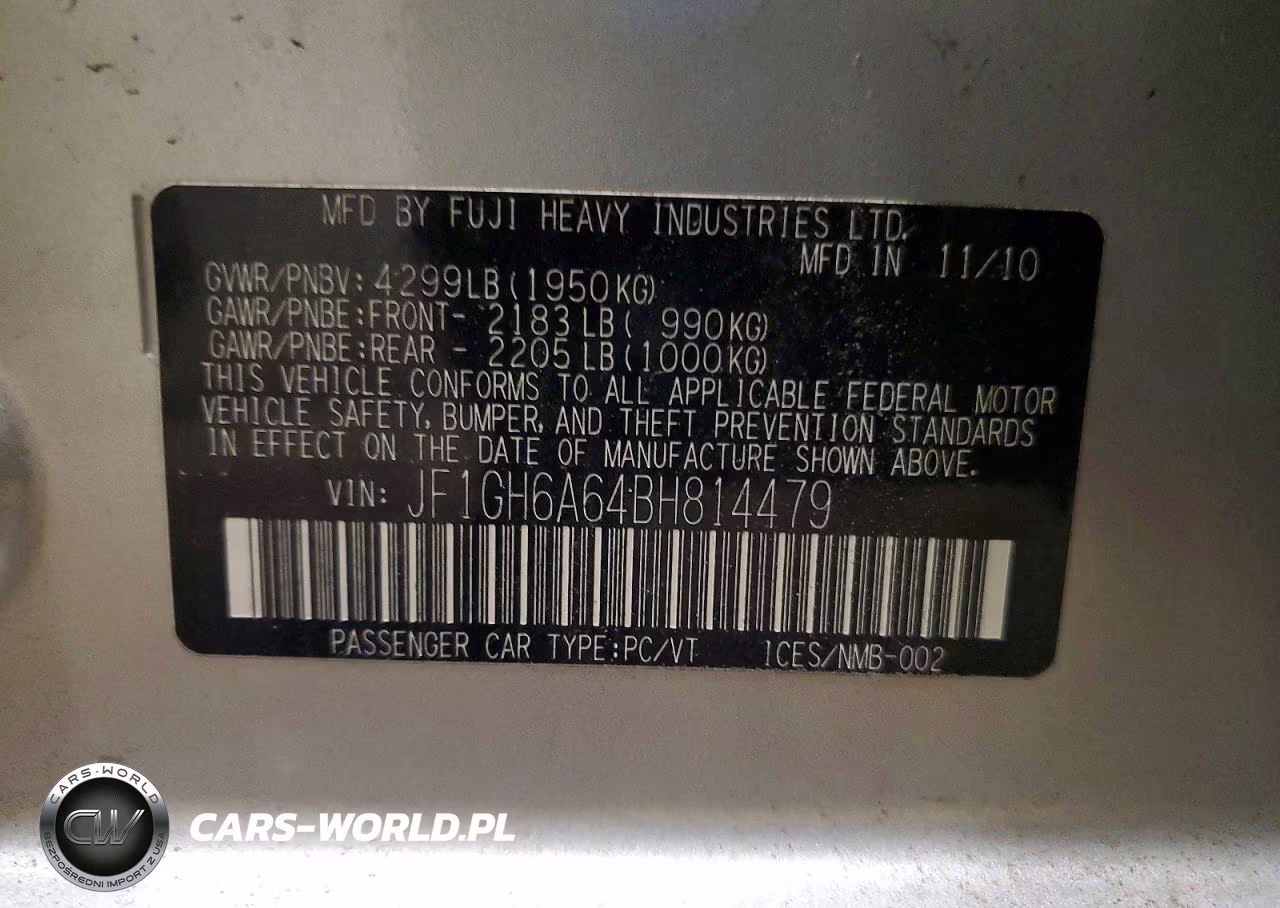 2011 Subaru Impreza 2.5I VIN:JF1GH6A64BH814479 - 12