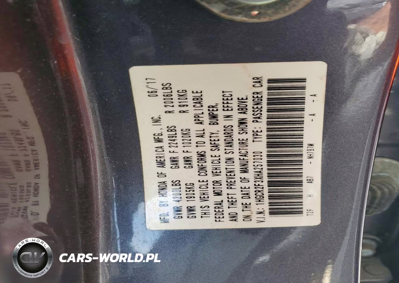 2017 Honda Accord Lx VIN:1HGCR2F3XHA257030 - 12