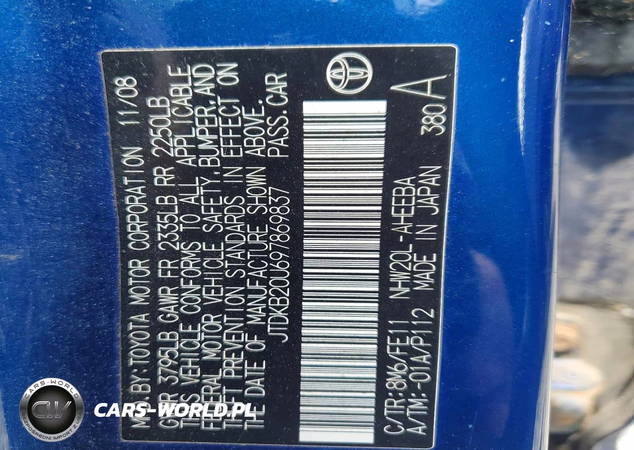 2009 Toyota Prius Base VIN:JTDKB20U697869837 - 13
