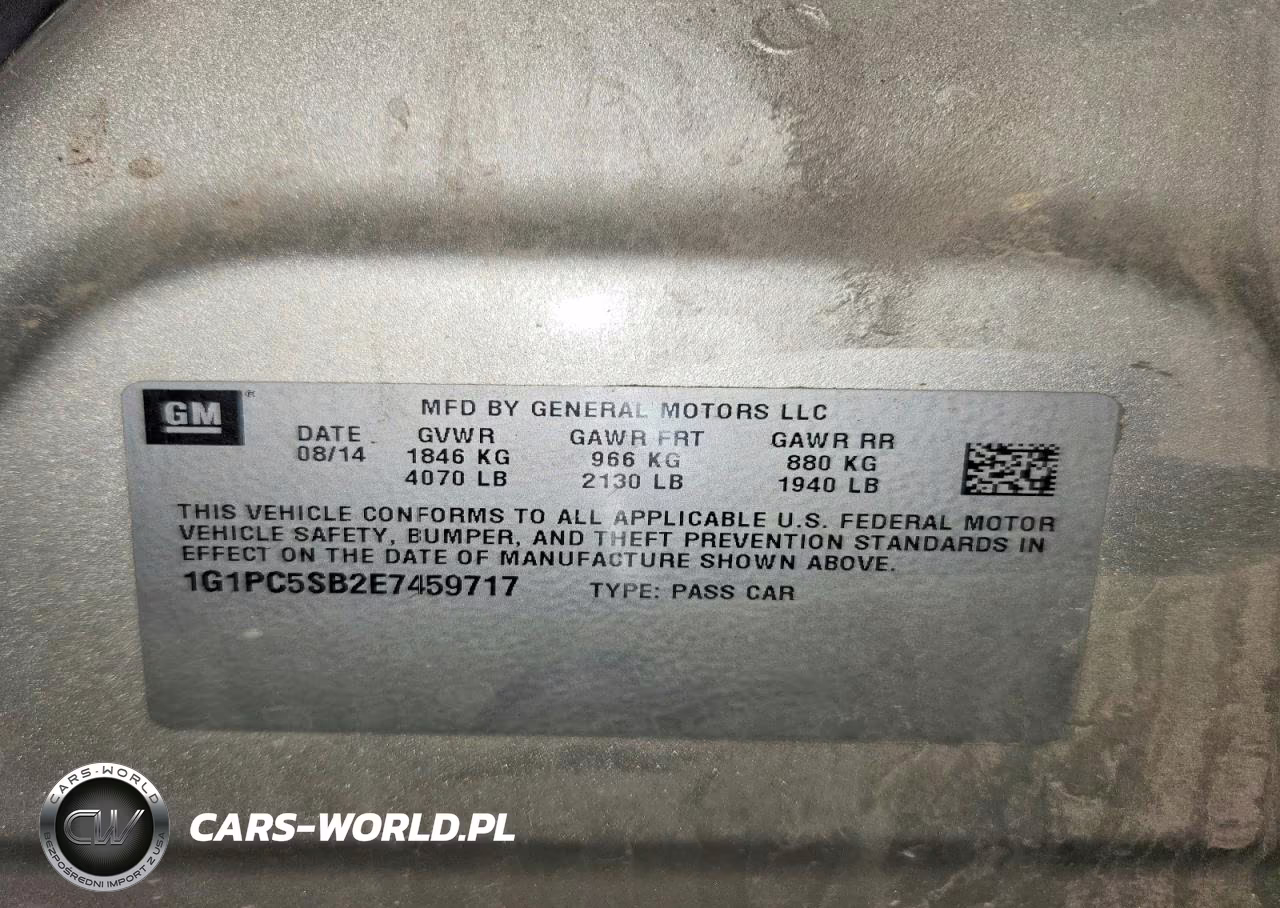 2014 Chevrolet Cruze Lt VIN:1G1PC5SB2E7459717 - 12