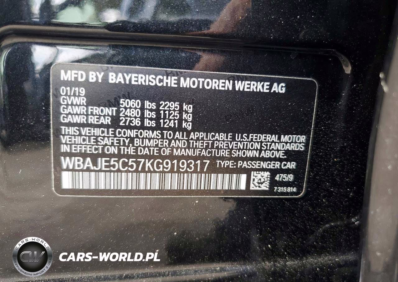 2019 BMW 540 I VIN:WBAJE5C57KG919317 - 12