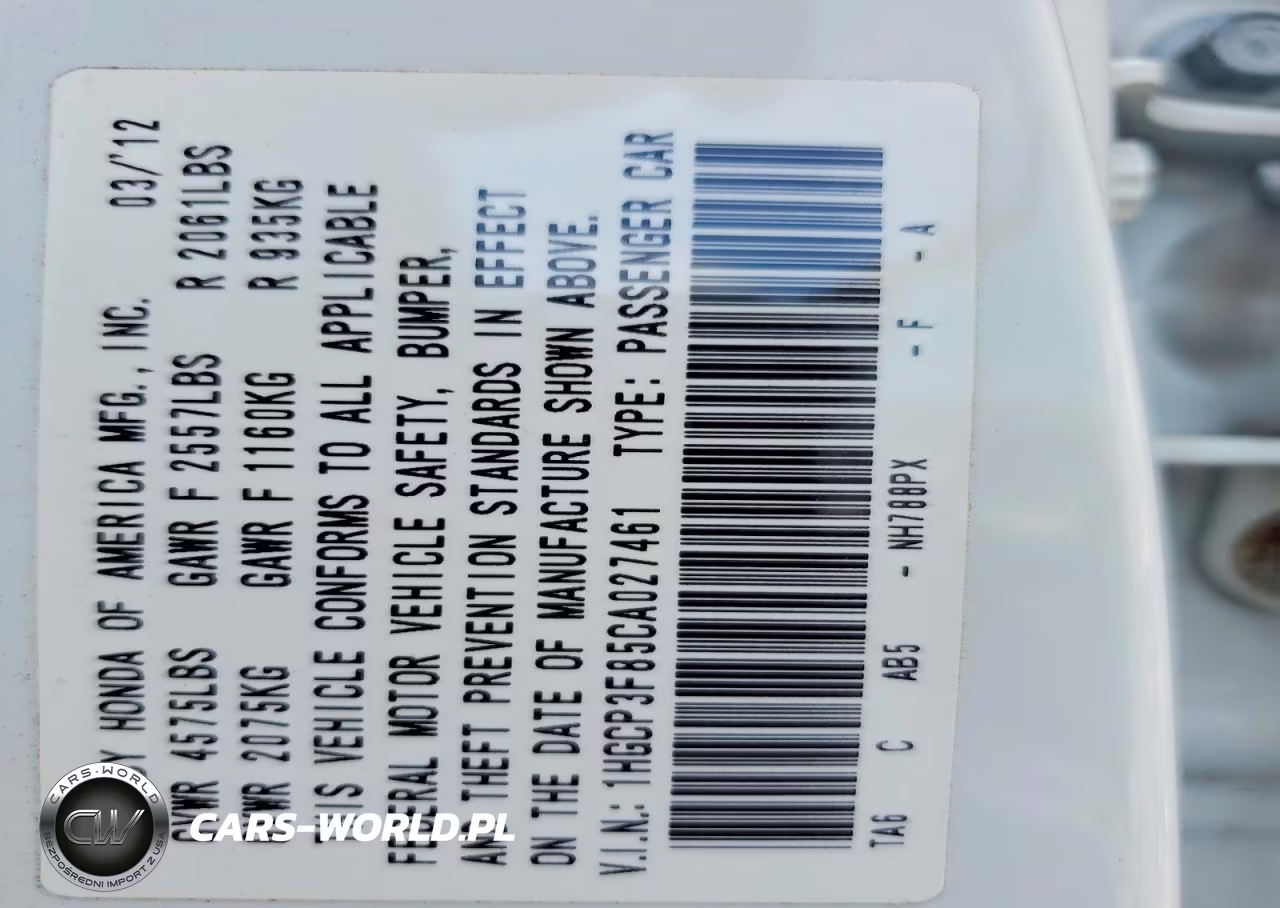 2012 Honda Accord Exl VIN:1HGCP3F85CA027461 - 12