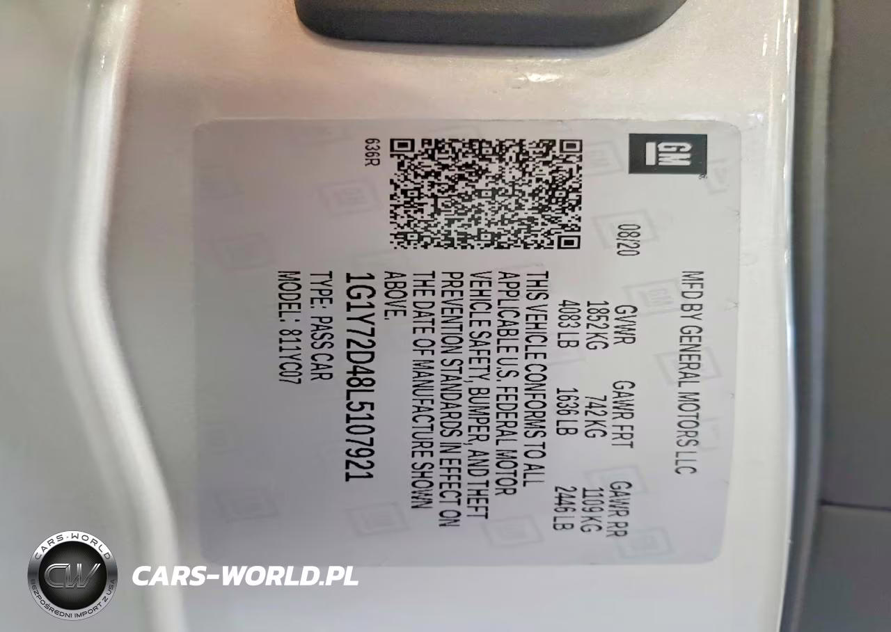2020 Chevrolet Corvette Stingray 2Lt VIN:1G1Y72D48L5107921 - 12