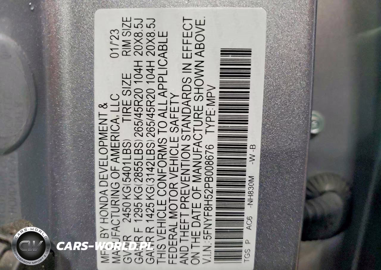 2023 Honda Passport Exl VIN:5FNYF8H52PB008676 - 14