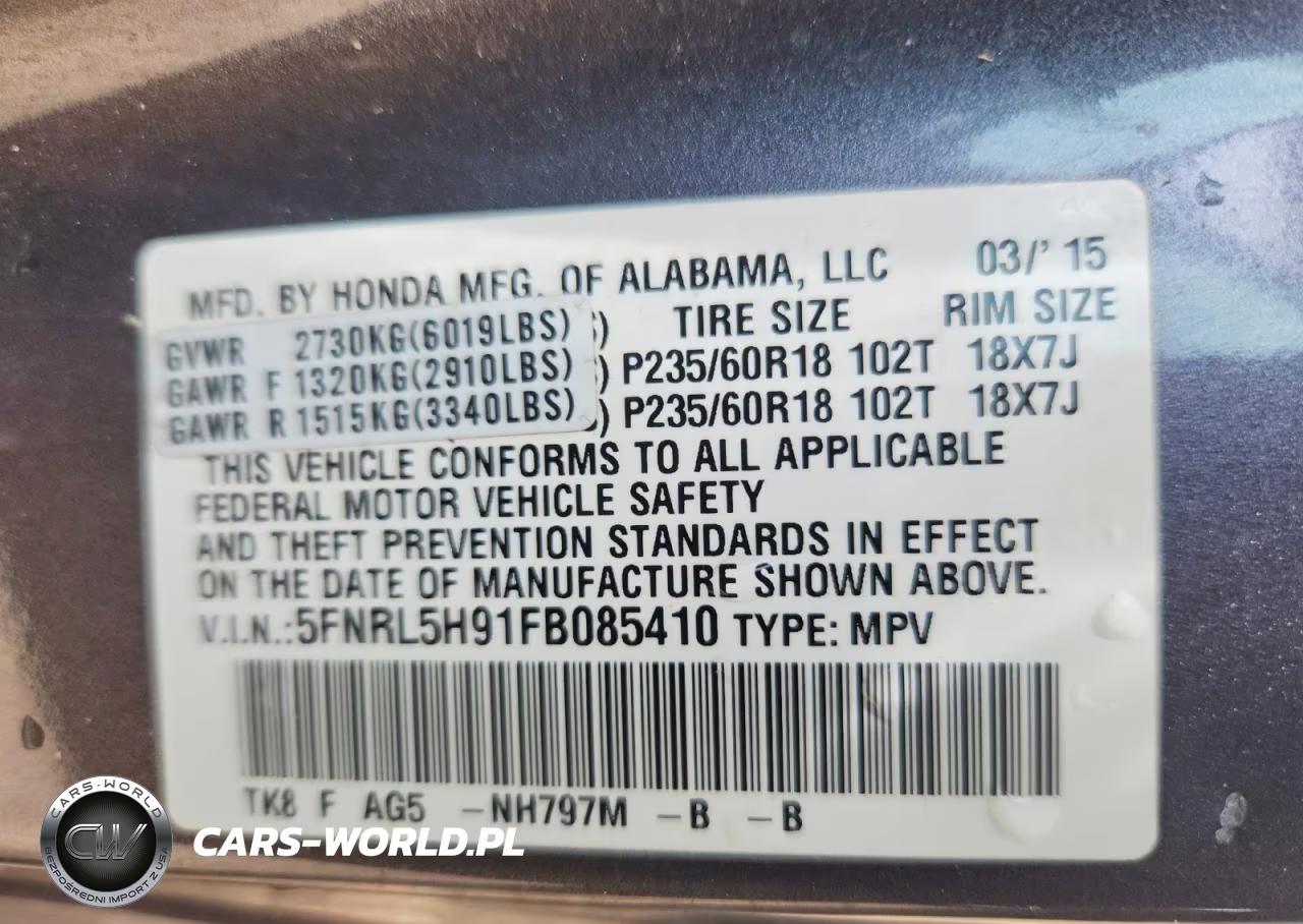 2015 Honda Odyssey Touring VIN:5FNRL5H91FB085410 - 13
