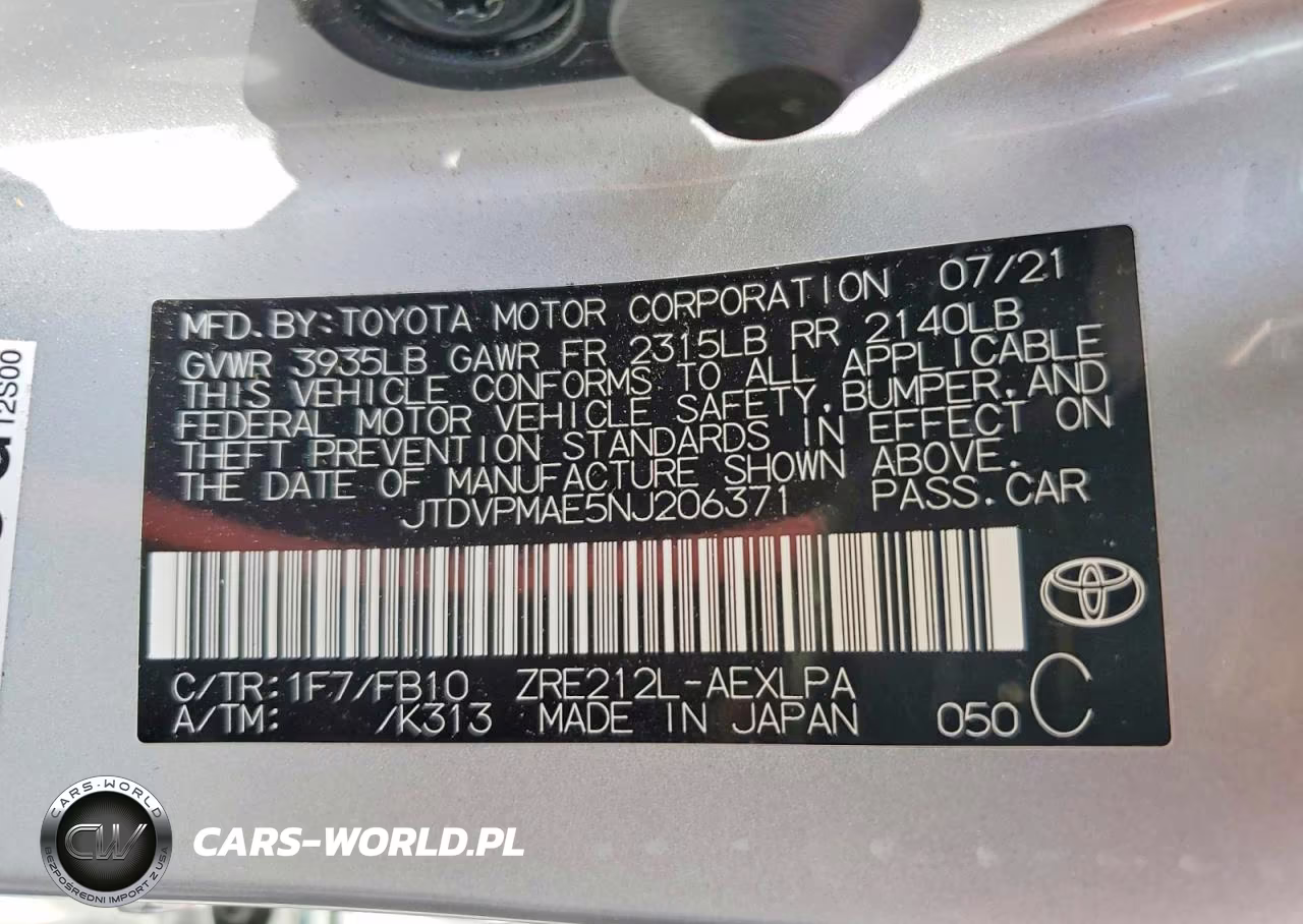 2022 Toyota Corolla Le VIN:JTDVPMAE5NJ206371 - 12
