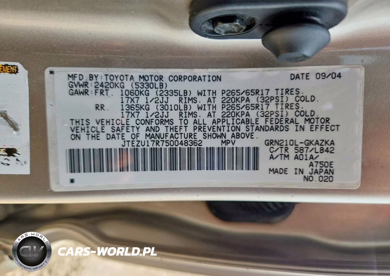 2005 Toyota 4Runner VIN:JTEZU17R750048362 - 12