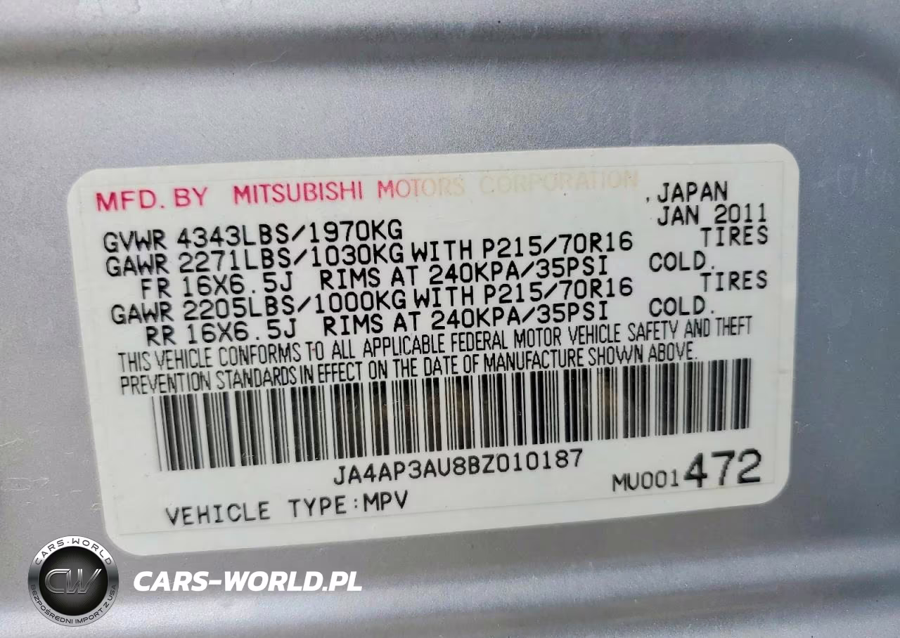 2011 Mitsubishi Outlander Sport Es VIN:JA4AP3AU8BZ010187 - 13