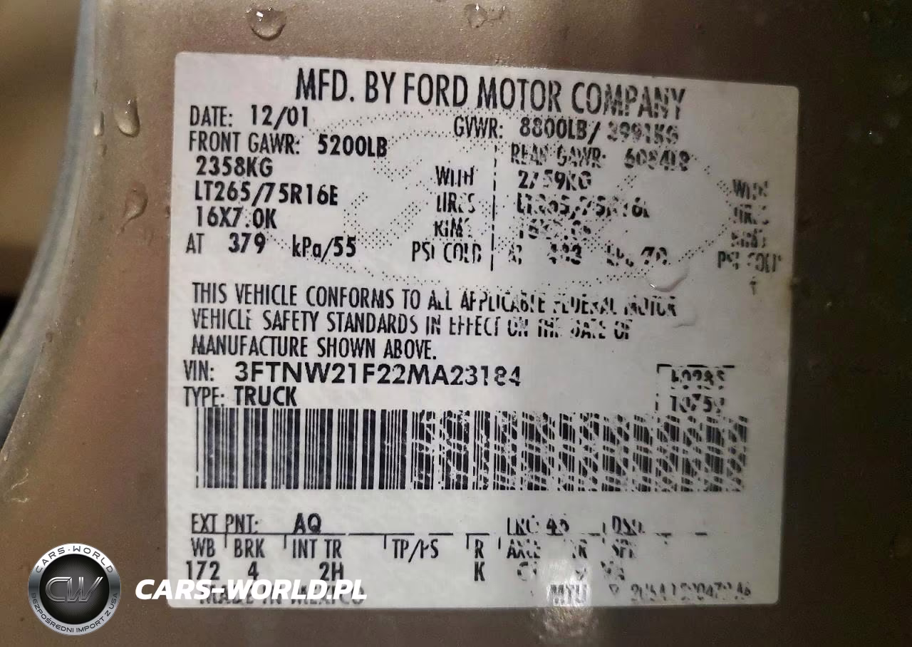 2002 Ford F250 Super Duty VIN:3FTNW21F22MA23184 - 13