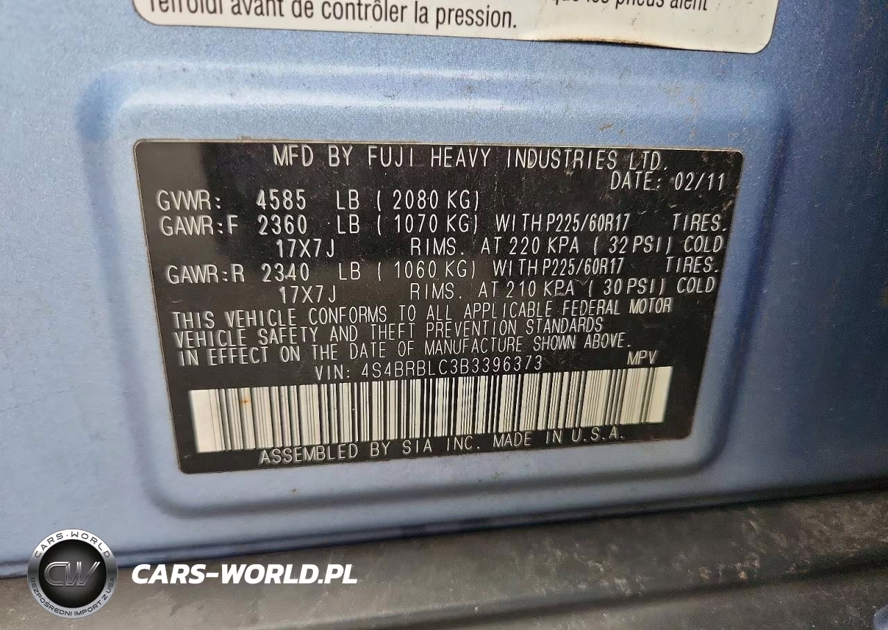 2011 Subaru Outback 2.5I Limited VIN:4S4BRBLC3B3396373 - 12