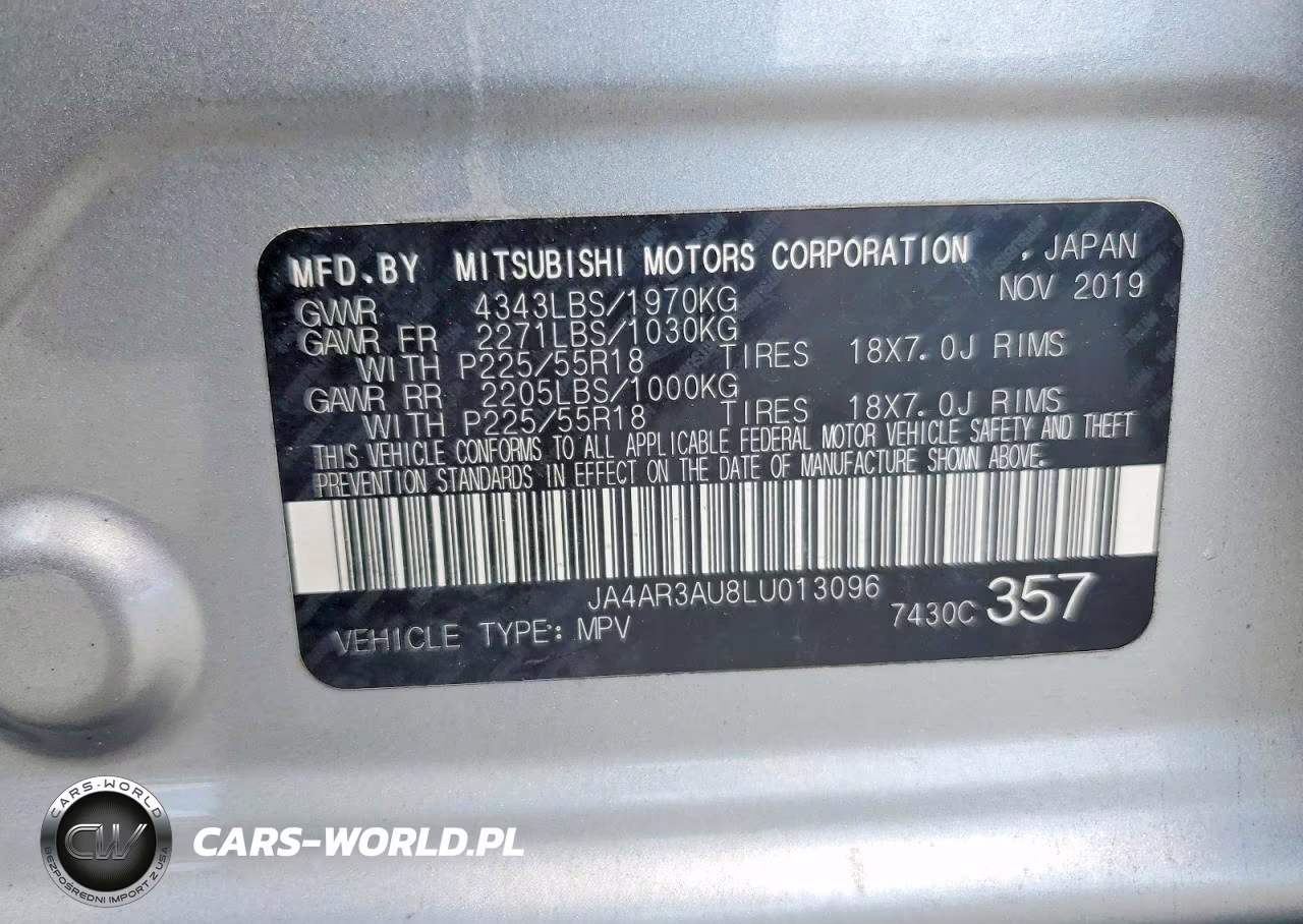 2020 Mitsubishi Outlander Sport Es VIN:JA4AR3AU8LU013096 - 12