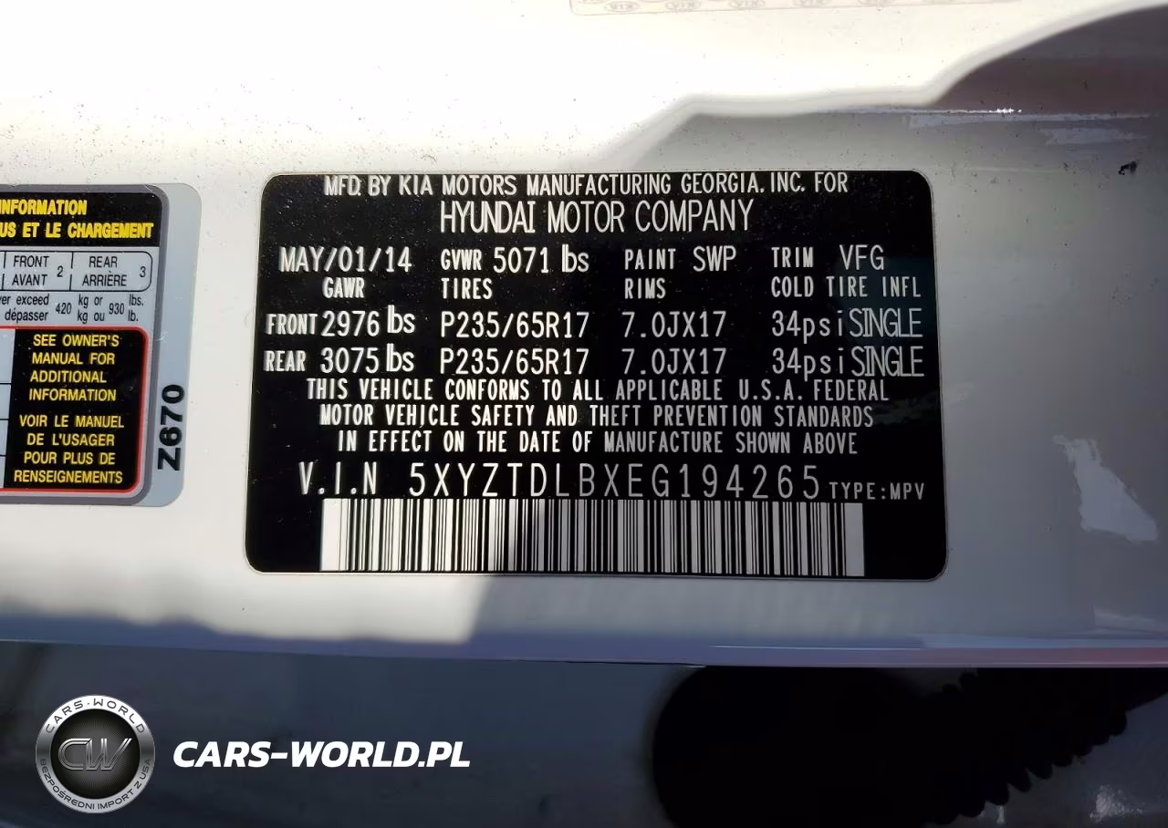 2014 Hyundai Santa Fe Sport 2.4L VIN:5XYZTDLBXEG194265 - 14