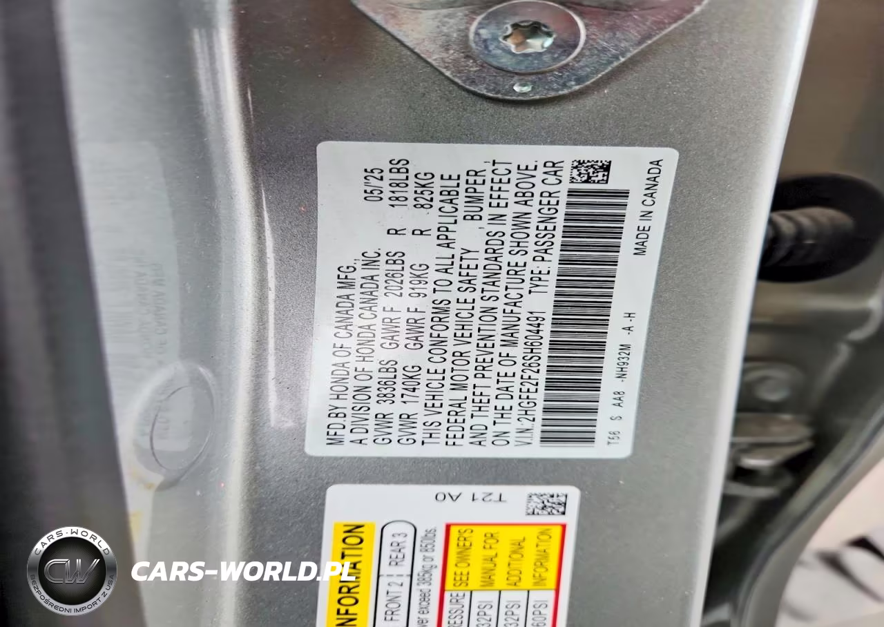 2025 Honda Civic Lx VIN:2HGFE2F26SH604491 - 12