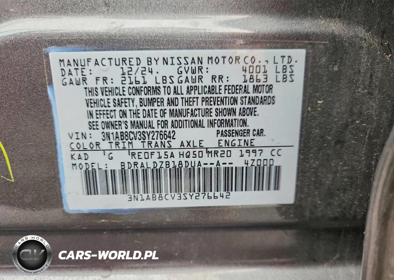 2025 Nissan Sentra Sv VIN:3N1AB8CV3SY276642 - 12