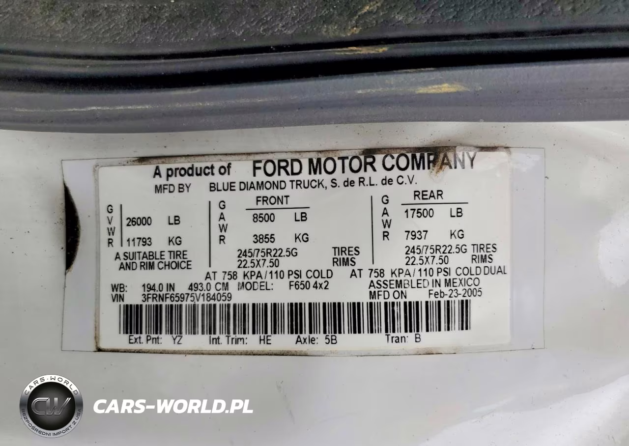 2005 Ford F650 Super Duty VIN:3FRNF65975V184059 - 12