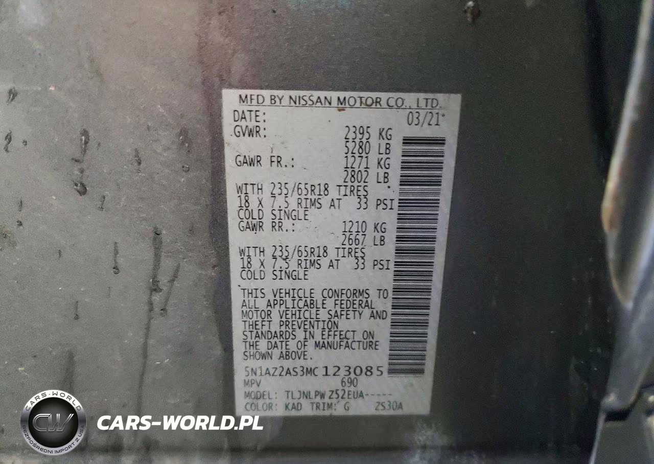 2021 Nissan Murano S VIN:5N1AZ2AS3MC123085 - 14
