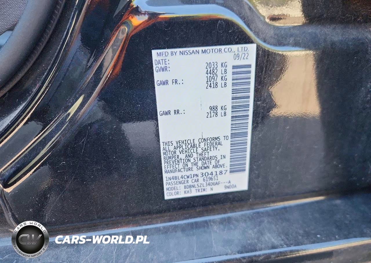 2023 Nissan Altima Sr VIN:1N4BL4CW1PN304187 - 12