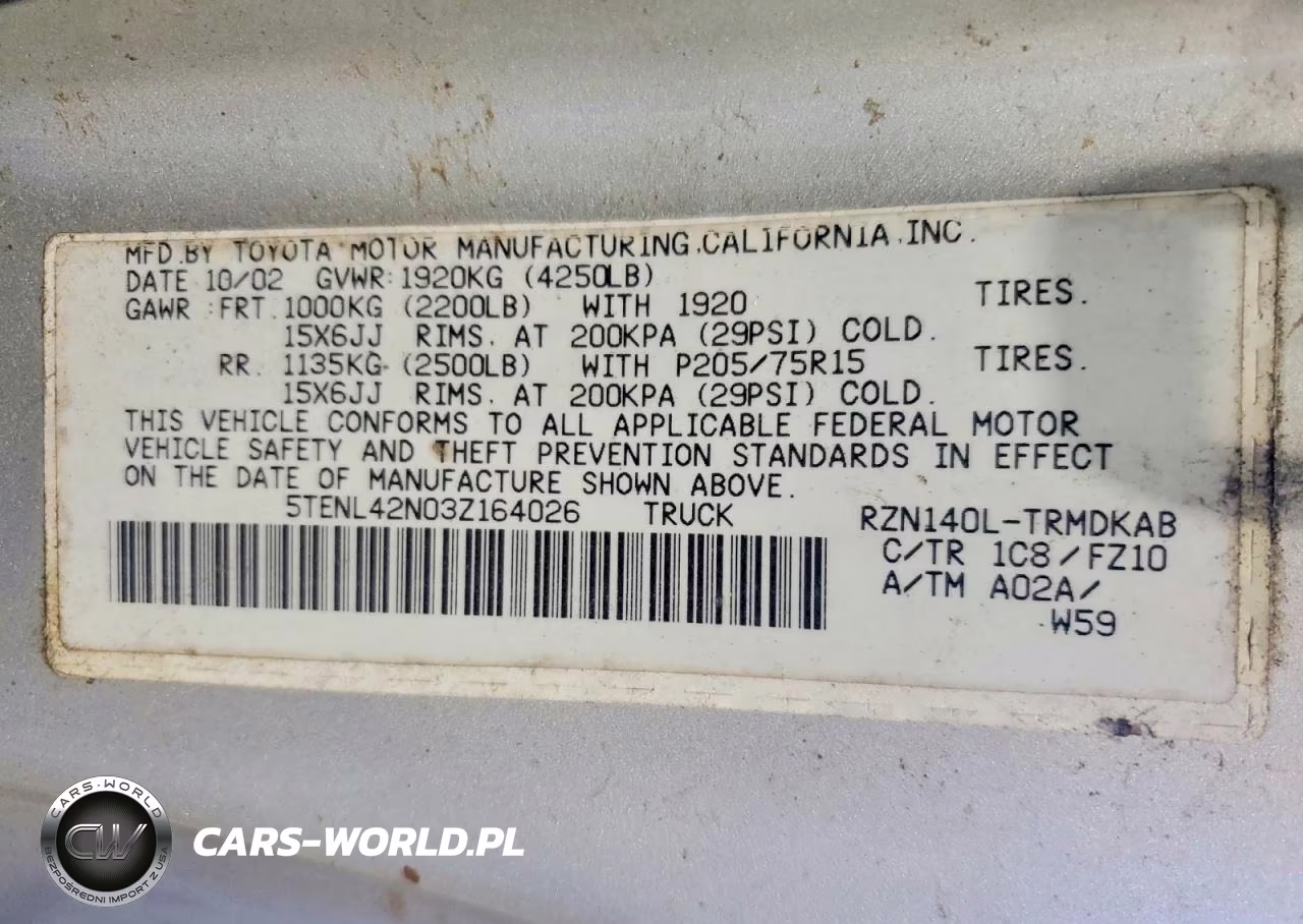 2003 Toyota Tacoma Base VIN:5TENL42N03Z164026 - 12