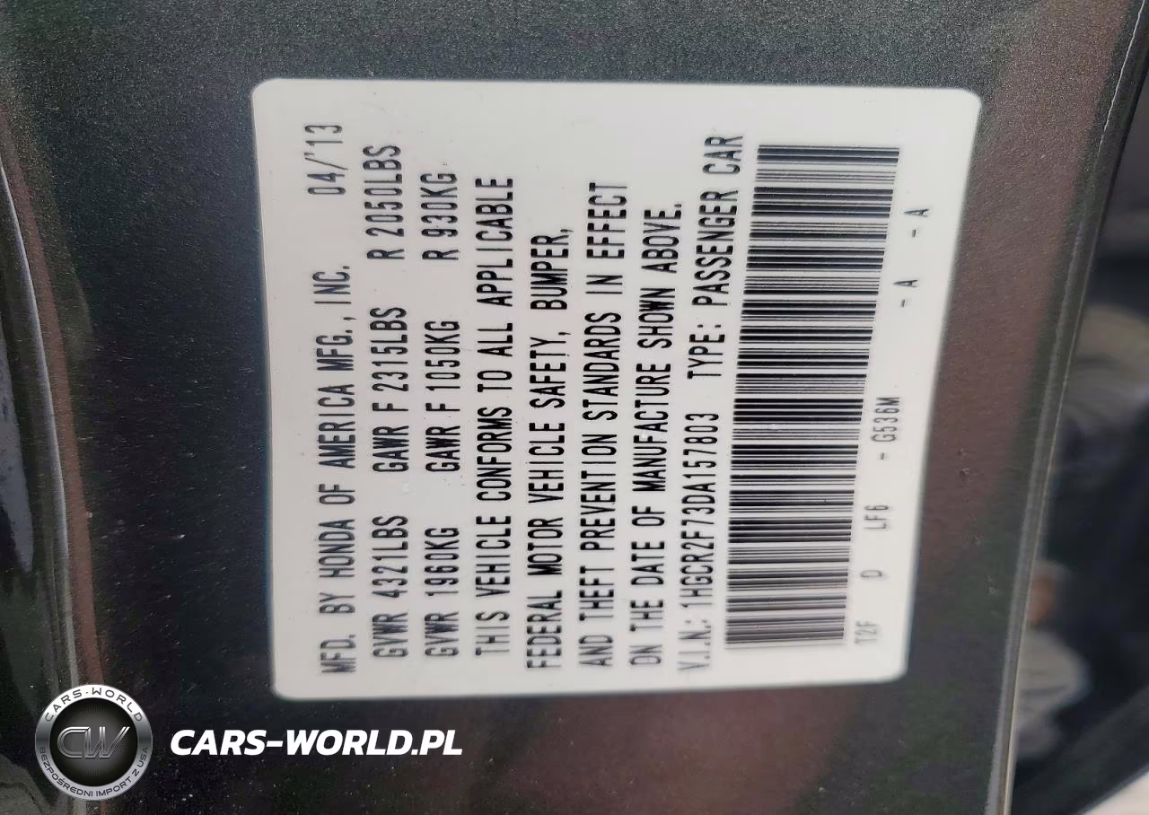 2013 Honda Accord Ex VIN:1HGCR2F73DA157803 - 12