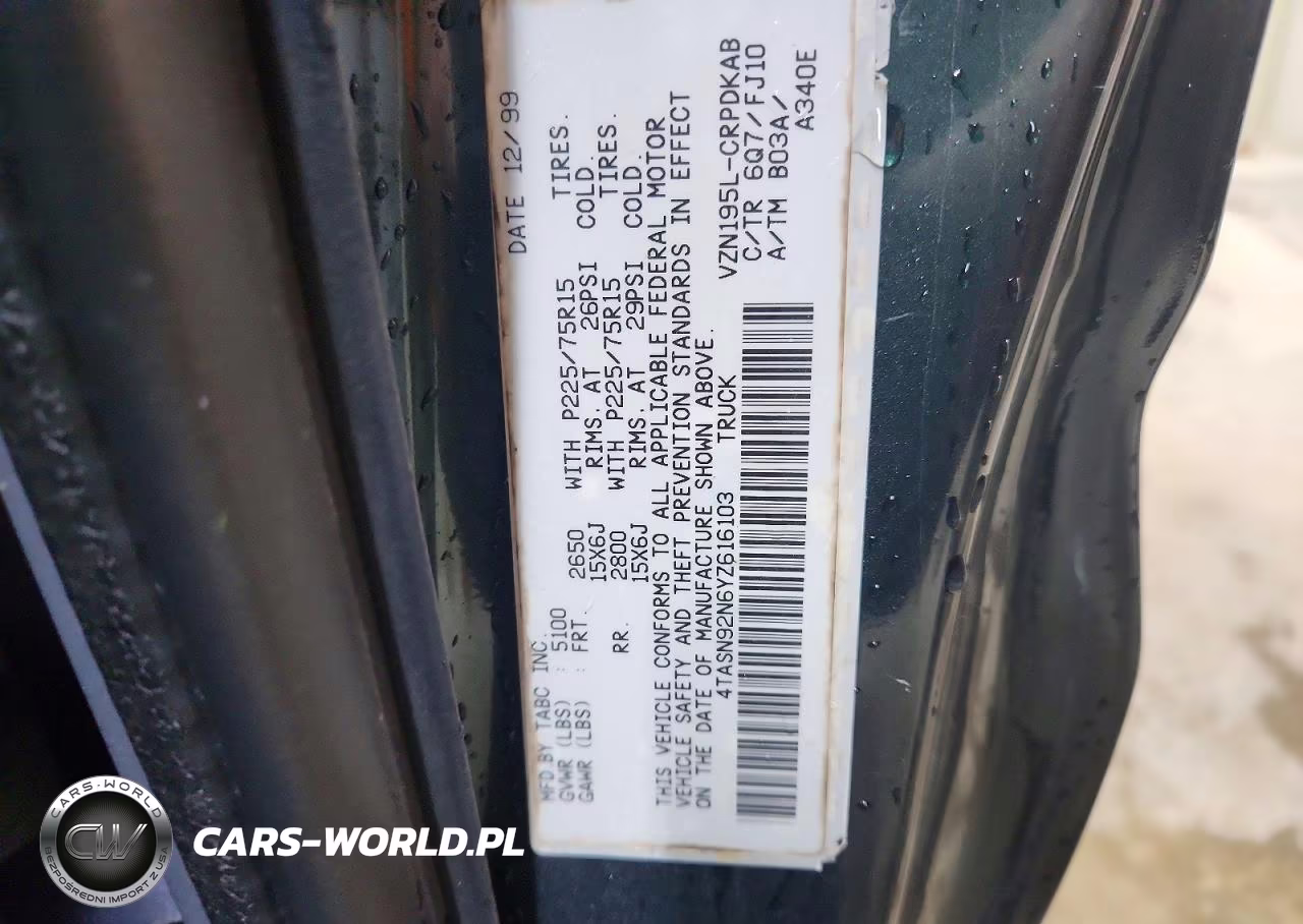2000 Toyota Tacoma Prerunner V6 VIN:4TASN92N6YZ616103 - 12