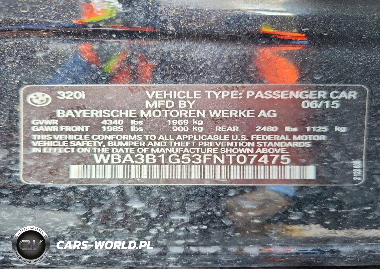 2015 BMW 320 I VIN:WBA3B1G53FNT07475 - 13