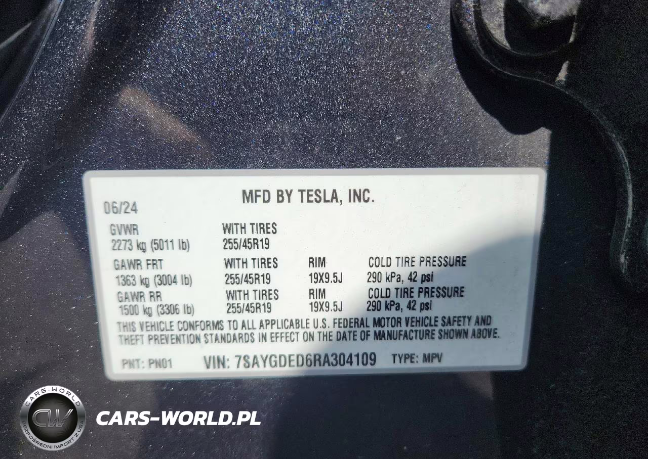 2024 Tesla Model Y VIN:7SAYGDED6RA304109 - 12