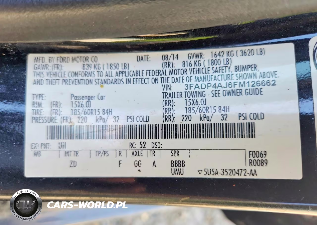 2015 Ford Fiesta S VIN:3FADP4AJ6FM126662 - 13