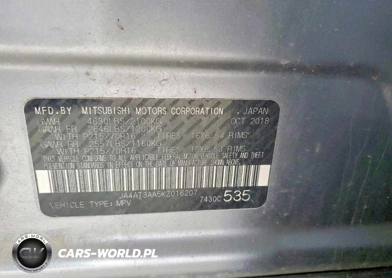 2019 Mitsubishi Eclipse Cross Es VIN:JA4AT3AA5KZ016207 - 13