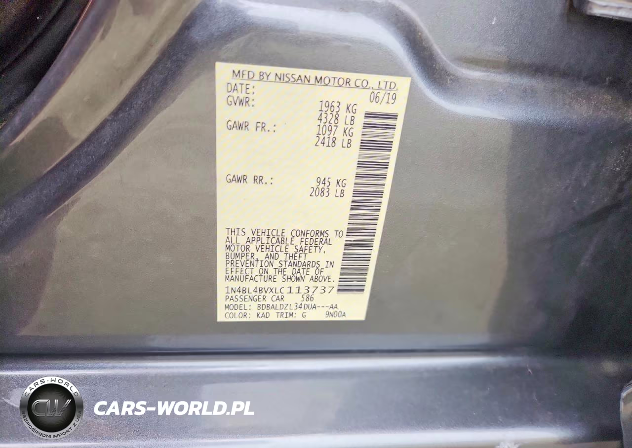 2020 Nissan Altima S VIN:1N4BL4BVXLC113737 - 12